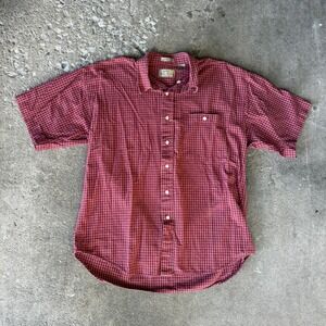 Red Plaid Button Down Bill Blass Shirt‎
